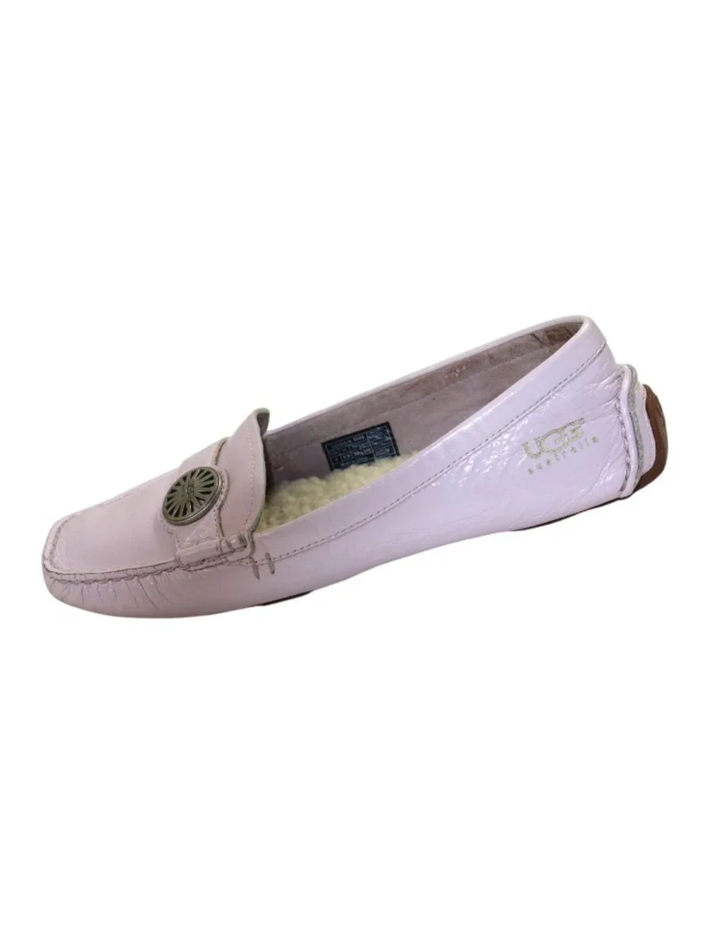 UGG Rosa Dusty Lavender Sunburst Concho Medallion Shearling Lined Moccasin SZ 7